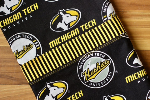 Michigan Tech Cotton Pillowcase Kit: Black with Stripes